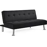 Soberine Divano Letto Imbottito a 2 Posti Convertibile in Letto 105°-180°da Soggiorno/Stanza Ospiti per Lettura/TV/Riposo Divano Moderno da Salotto Tela/Nero