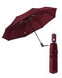 HW CASA Ombrello Pieghevole Antivento 105CM Automatico - 8 Stecche Rinforzo in Fibra di Vetro, Robusto, Compatto e Portatile da Viaggio per Uomo e Donna