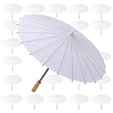 OLILLY - Set di 20 piccole ombrelloni bianche, Ø 60 cm, realizzate in carta e Babù, per matrimoni, feste e vescovi