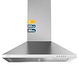 Cecotec Cappa aspirante piramidale 60 cm Bolero Flux PM 603500 Inox B. Motore 65 W, finitura inox, aspirazione 350 m3/h, controllo meccanico, 3 livelli di potenza, luce e filtro al carbonio