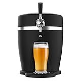 Cecotec BeerFlow 5000 - Dispenser per birra da 60 W, gamma di temperatura controllata da 3 a 6 °C, compatibile con fusti universali pressurizzati, 5 l, indicatore temperatura LED, maniglia per il