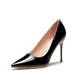 Zhabtuc Scarpe Décolleté Donna Tacco a Spillo 10CM Sexy a Punta Alto Tacco Vestito alla Moda Stiletto Nero,42 EU(12 US)