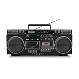 MEDION Registratore a cassette P66538 (ghetto blaster retrò con lettore CD, anni '80, grande, USB, SD, CD, cassetta MC, antenna telescopica radio DAB+, Bluetooth, piastra per cassette