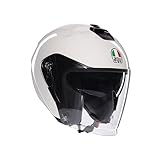 AGV - IRIDES E2206, Casco Moto JetUnisex, Casco Moto Open Face con Visiera Antigraffio e Protezione UV, Materia White, XXL