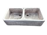 Centro Ardolino Lavello in Cemento Ricostruito, Lavabo, FONTANA, due vasche anticato grigio, Misure: L 91x46 - H 23 CM.