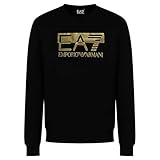 Emporio Armani Felpa Sweatshirt Uomo EA7 6RPM60 PJ05Z (Nero/Logo Oro, L)