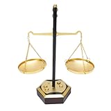 Asixxsix Bilancia in Ottone, Bilancia Vintage in Metallo, Bilancia della Giustizia, Alta 22 cm, Decorazione per la casa, Bilancia Antica, Bilancia da Farmacia per Ufficio