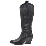 IF Fashion Stivali Cowboy Western Texani Scarpe da Donna A Punta Camperos GA021 Nero N.37