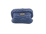 GURU-617 Borsa Donna Uncinetto Artigianale – Pochette Elegante Fatto a Mano – Design Intrecciato Handmade – Made in Italy – Guru Guru (Blu Navy)