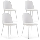 HOMN LIVING Set di 4 sedie Kana bianche, gambe in metallo e sedile imbottito, 45 cm (larghezza) 51,5 cm (profondità) 83 cm (altezza)