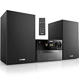 PHILIPS Micro Music System TAM4505 60W: Stereo Bluetooth con CD, MP3-CD, radio FM, riproduzione USB, altoparlanti Bass Reflex, design classico e ingresso audio per la casa, 2020
