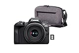 Canon EOS R100 + RF-S 18-45mm F4.5-6.3 IS STM Lens + Borsa + 64GB SD card (24.1MP APS-C Mirrorless Camera, Dual Pixel CMOS AF, 4K Video, Wi-Fi & Bluetooth)
