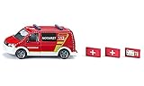 siku 2116, Ambulanza VW T6, Metallo e Plastica, 1:50, Rosso e Bianco, Ruote intercambiabili, Portellone e portiere dell'autista e del passeggero apribili, Con accessori