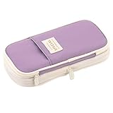 MLPKOI Astuccio di Grande Capacità, Astuccio Scolastico Estensibile con Scomparti Organizer Trucco Borsa per Scuola e Ufficio, Violetta