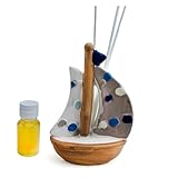 DLM-A354 Bomboniere 6 Profumatori Barca a Vela in ceramica cm 13x9x4 con 6 scatole e 6 profumi per Matrimonio Anniversario Comunione Cresima 18 Compleanno Battesimo Tema Mare