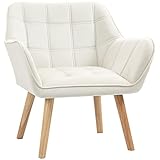 HOMCOM Poltrona Design Scandinava in Legno e Simil Velluto Color Crema, per Soggiorno o Ufficio, 67x61.5x71cm
