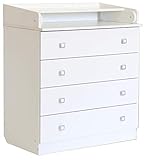 AVANTI TRENDSTORE - Elly - Fasciatoio in legno laminato con 4 cassetti spaziosi. Dimensioni LAP 80,4x91,7x48 cm (bianco)