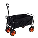 AMULONG Pratico Trolley Carrello della Spesa Pieghevole con Ruote for Viaggi All'aperto Rimorchio Fuoristrada Carrello Pieghevole per la Spesa(Black)