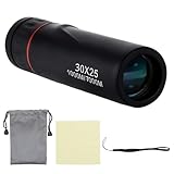 Telescopio Monoculare,30 X 25 Mini Cannocchiale Portatile HD Monocolo Professionale Cannocchiale,Visione Notturna a Bassa Luminosità Monoculare per Bird Watching,Caccia,Camping,Escursionismo-Nero