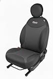 Italfodere - Coppia Coprisedili Anteriori Compatibili con Fiat 500L - Cotone Accoppiato - Fatti a Mano - Eleganti e Resistenti - Accessori Auto Interno - Antracite - Made in Italy