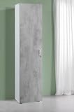 Dmora Armadio multiuso a 1 anta battente e 3 ripiani regolabili, Guardaroba moderno, Mobile alto a colonna, Cm 41x37h182, colore Cemento e Bianco