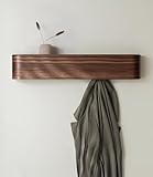Kazai. Appendiabiti da Parete Legno 'Toke' | Design Moderno con Ganci Murali Nascosti | Pannello in Impiallacciatura di Legno Massello | Noce