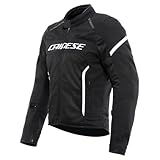 DAINESE - Air Frame 3 Tex Jacket, Giacca da Moto Estiva in Tessuto, con Fodera Antivento, Nero/Bianco, 58