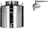 Megashopitalia Contenitore Bidone Fusto per Olio in Acciaio Inox 15 30 50 Litri Made in Italy con Guarnizione per Il Tappo e Rubinetto in Acciaio Inox Salvagoccia Incluso (30 Litri)