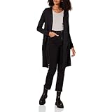 Amazon Essentials Cardigan Leggero A Maniche Lunghe con Apertura Frontale, Lunghezza più Lunga (Disponibile in Taglie Forti) Donna, Nero, L