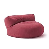 Lumaland Interior Line - Pouf, divano rotondo per interni, imbottitura da 320 l, 90 x 50 cm, effetto lino anche al tatto, colore: rosso