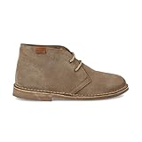 PAYMA - Stivali Stivaletti Safari Deserto in Pelle per Uomo e Donna. Fatto in Spagna. Scarpa Chukka in Crosta di Pelle Sport. Chiusura con Lacci. Suola in Gomma. Colore: Tortora, Taglia: EU 43