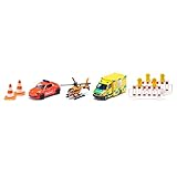siku 6332, Set Regalo Mezzi di Soccorso, Maggiolino VW di Soccorso, Ambulanza Mercedes, Elicottero, Set Giocattolo, Plastica e Metallo, Multicolore, Inclusi 2 Coni e 2 Transenne