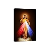 ZHONGYUTONG Stampe su tela di Gesù incorniciate Immagine della Divina Misericordia Cristo dipinto da parete Poster motivazionale del film d'amore (30x45cm)