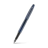 Sheaffer VFM E9429 - Penna stilografica blu opaco con finiture nere con PVD, pennino medio con convertitore, penna stilografica di alta qualità