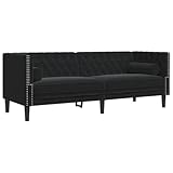 vidaXL Divano Chesterfield con Rinforzi 3 Posti Nero in Velluto, divano a 3 posti, divano, divano da salotto, divani a 3 posti, divano imbottito