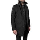 VEQUÈ Cappotto Impermeabile da Uomo Invernale Taglio Lungo Trench Eegante Imbottito Giacca Casual Con Gilet Removibile Linea Sartoriale Giubbotto Classico (IT, Numero, 50, Regular, Regular, Nero)