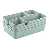 Set di organizer per cassetti, con sistema di separazione regolabile, per soggiorno, bagno, in plastica, colore verde pastello