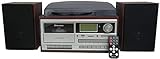 Roadstar HIF-8892D+BT Mini Impianto Stereo Hi-Fi Giradischi 3 Velocità Giri 33/45/78, Radio DAB/DAB+/FM, Lettore CD/CDR/CDRW/CD-MP3, Cassette, Bluetooth, USB/Scheda SD, Telecomando, Legno