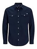 JACK & JONES JJESHERIDAN SHIRT L/S NOOS, Camicia, Uomo, Blu (Dark Navy), L