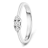 MIORE Anello Donna Trilogy con Diamanti taglio Brillante Ct. 0.15 in Oro Bianco 18 Kt 750, Anello realizzato a mano da maestri Orafi di Valenza PO