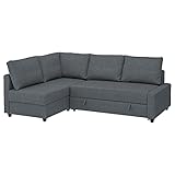 IKEA FRIHETEN Divano letto angolare con contenitore, con cuscini extra per lo schienale/Hyllie grigio scuro