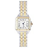 AOOSU Orologio da Donna, Orologio Donna Piccolo, Orologios Analogico al Quarzo con Cinturino in Acciaio, Cassa Rettangolare Quadrante Romano (Oro e Argento)