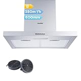 COMFEE' Cappa Aspirante 60 TSHM17SS-60 Acciaio Inossidabile Cappa Cucina Con LED, Sistema Di Ricircolo E Canalizzazione E Filtri A Carbone