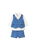 Mayoral Completo cerimonia battesimo bambino 6 - 9 mesi - 75 cm con finto gilet IN LINO