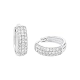 amor Creoles Gioielli per orecchie da Donna in Argento 925, con zirconi, 1,2 cm, Argento, in confezione regalo