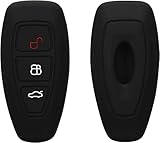 Cover Chiave Auto Custodia in Silicone Telecomando Compatibile con Ford 3 Tasti B-Max C-Max Fiesta S-Max Galaxy Kuga Mondeo Grand C-Max Focus Fusion Ecosport (Nero)