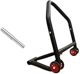 Genial Motor - Cavalletto Monobraccio per moto con braccio singolo, cavalletto posteriore nero con perni inclusi, cavalletto in ferro trattato con ruote in nylon, carico massimo 300 kg. (PIN D)