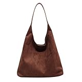 AWAVM Slouchy Bags - Borsa tote in pelle scamosciata da donna, spaziosa borsa hobo in pelle scamosciata marrone con un sacchetto, elegante borsa a tracolla da donna per tutti i giorni, borsa versatile