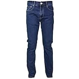 Jeans Uomo 5 Tasche Denim Regular Fit Gamba Dritta Elasticizzato Vita Alta (4 6, Denim)
