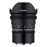 Samyang MF 14 mm T3,1 VDSLR MK2 Canon RF – Obiettivo ultra ampio T3,1 Cine-e Video per Canon RF, lunghezza focale fissa, 14 mm, corona dentata Follow Focus Full formato e risoluzione APS-C 8 K, nero